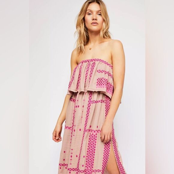 Free People Wild Romance Embroidered Midi Dress - Size Large - Picture 2 of 10